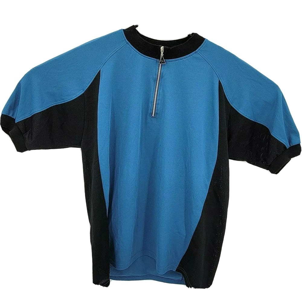 Canari 1/4‎ Zip Cycling Jersey Mens Large Blue Black Breathable Zip Pocket